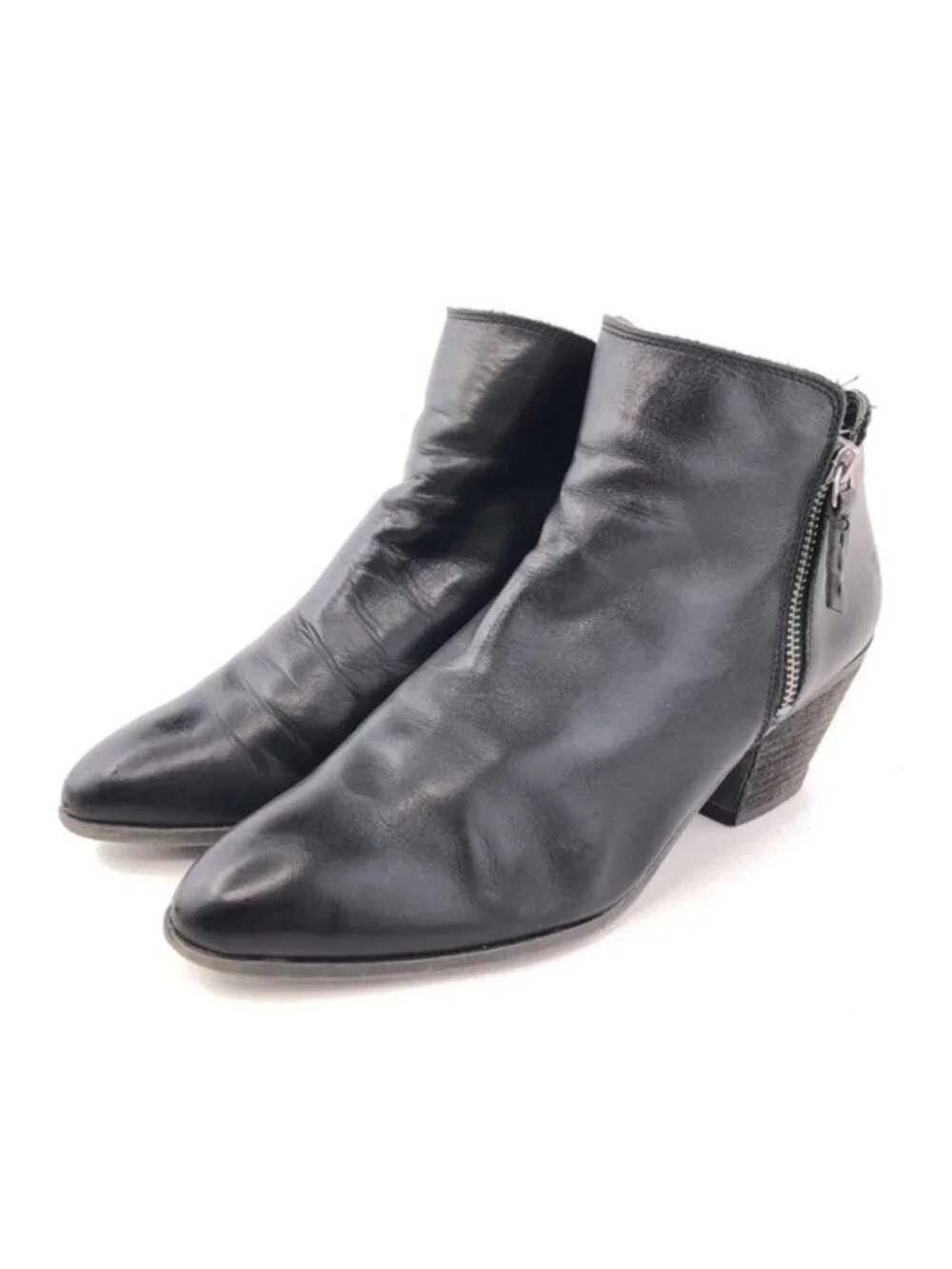 Frye Judith Black Leather Zip Ankle Boots 9.5 M